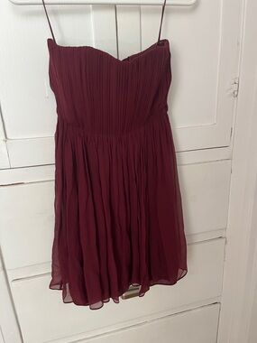 Alice + Olivia Burgundy silk Chiffon Strapless Prom Dress